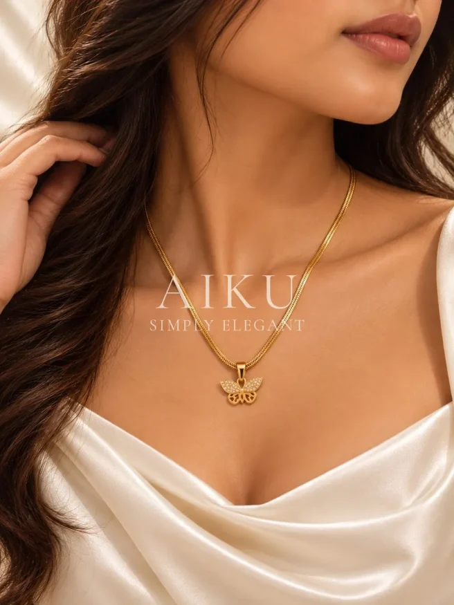 Butterfly Grace Necklace worn by a model