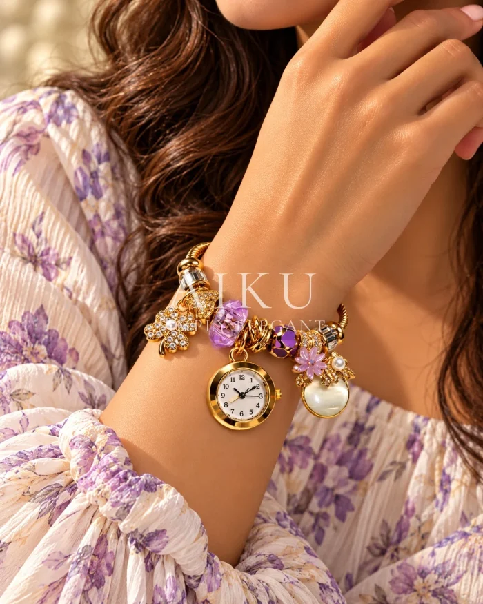 Lavender Dreams Charm Mickey Bracelet worn by a model