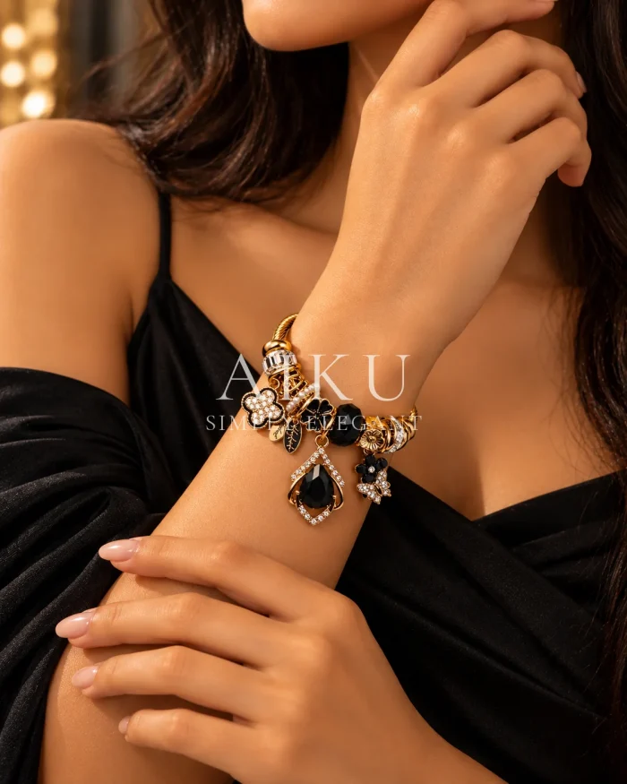 Midnight Charm Bracelet worn by a model
