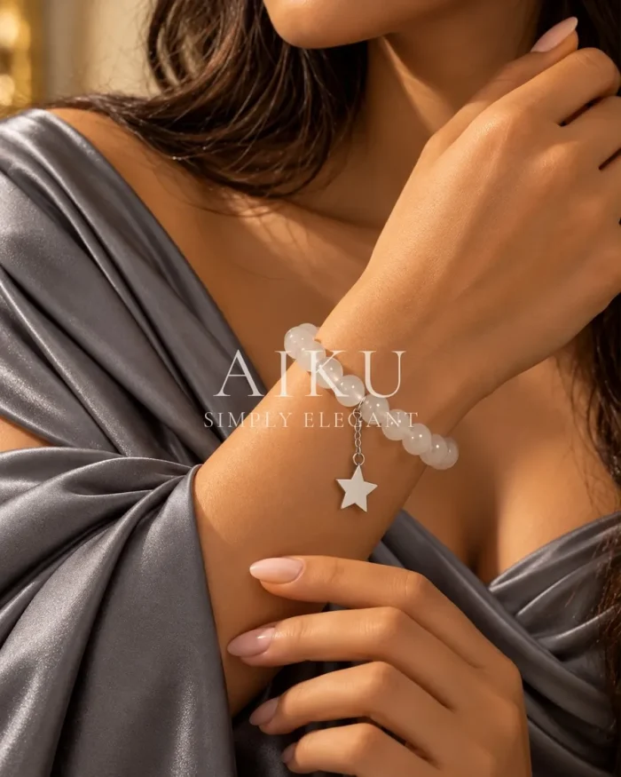 Moon & Star Crystal Bracelet worn by a model